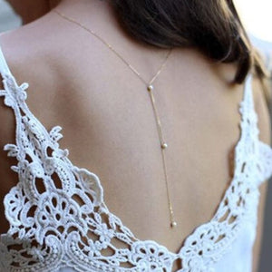 Ryggradskjede med perler for kvinner gull