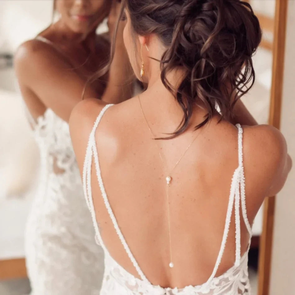 Łańcuszek na plecy Naszyjnik Ozdoba na plecy Damska Perły