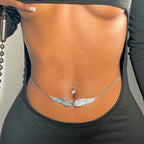 Łańcuch na biodra ze złotymi skrzydłami dla kobiet - biżuteria na talię - brzuch