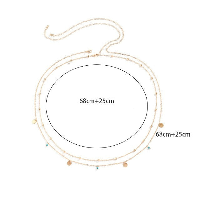 Łańcuszek na brzuch z perłami dla kobiet