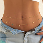 Łańcuszek na brzuch z perłami dla kobiet złoty