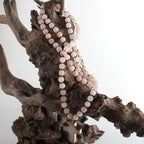 Różaniec Krzyż Naszyjnik Wisiorek z Naturalnych Kamieni beżowy