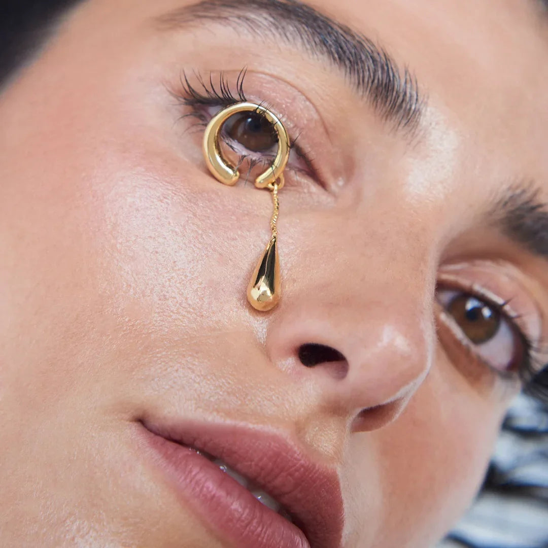 Kolczyki klipsy koła cienkie kropla wody złote