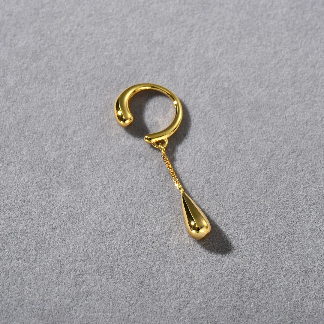 Kolczyki klipsy koła cienkie kropla wody złote