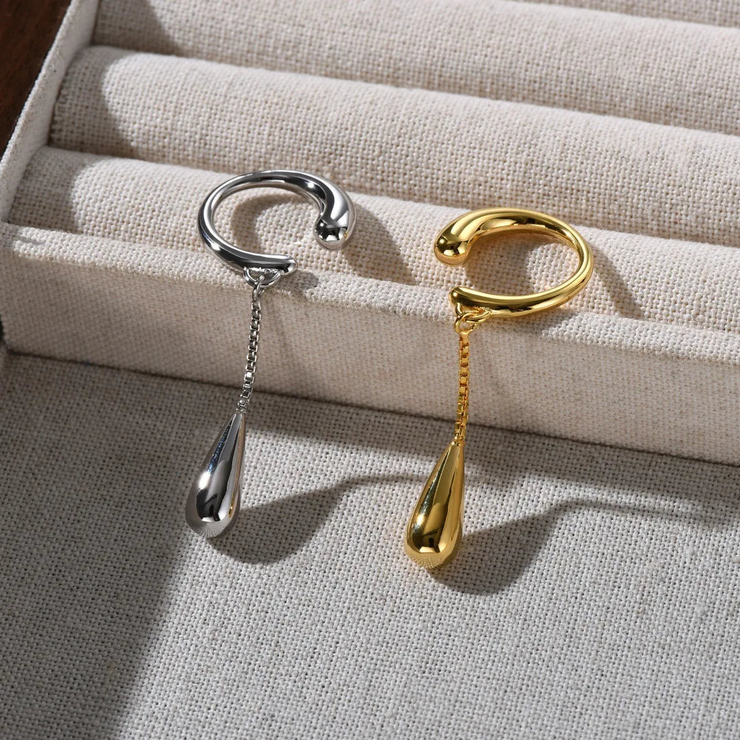 Clips d'Oreilles Créoles Fine Goutte d'Eau argent