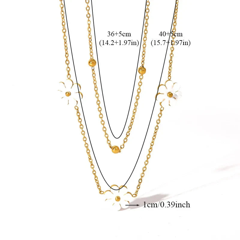 Zestaw 3 biżuterii z margerytkami w złocie 