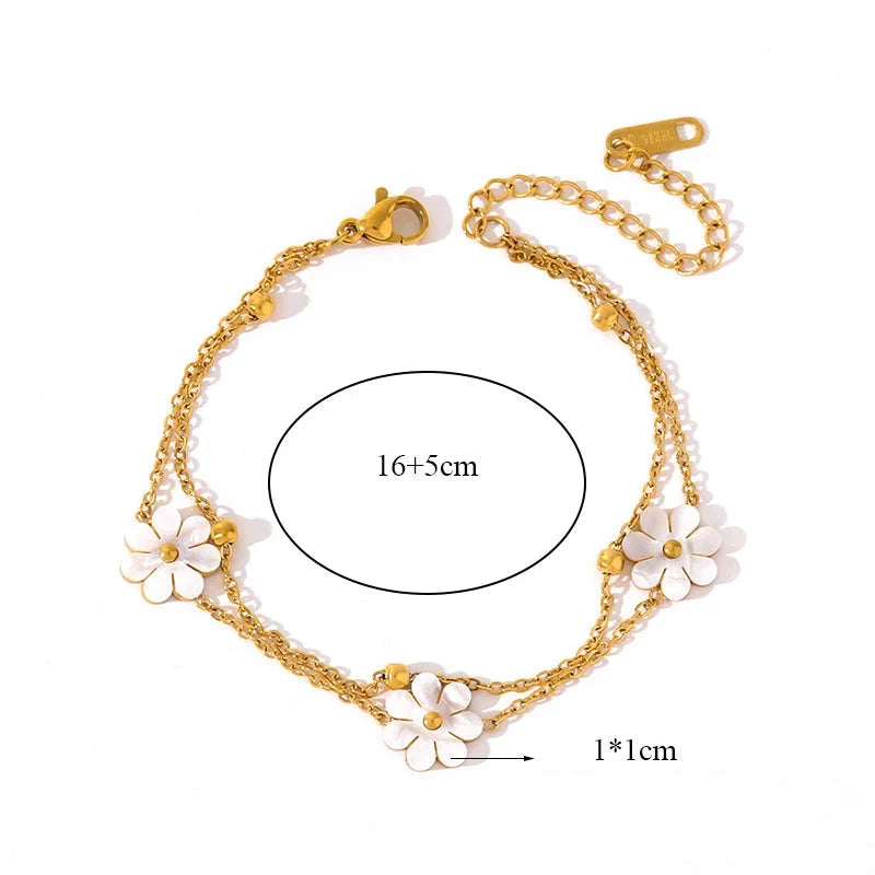 Zestaw 3 biżuterii z margerytkami w złocie 