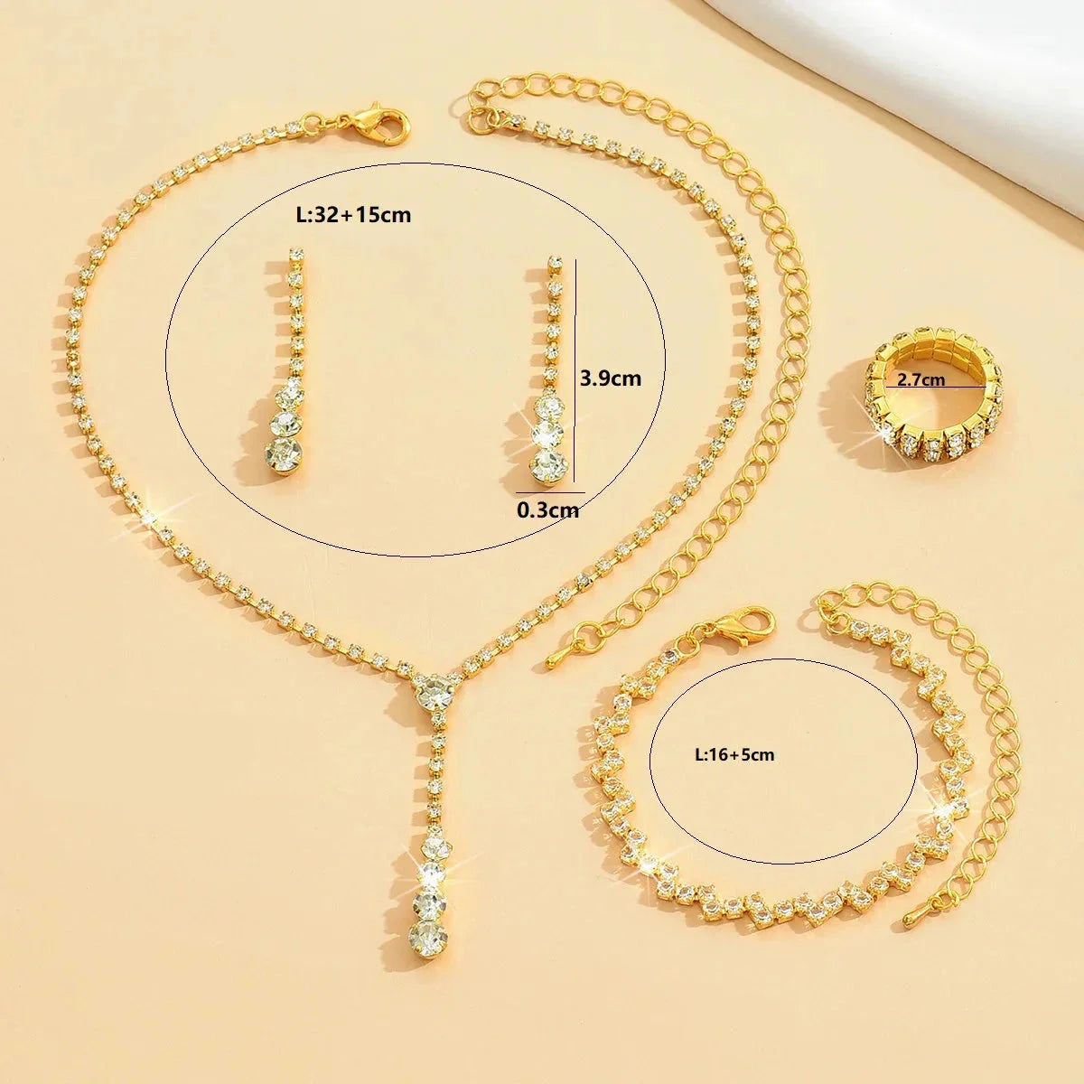 Zestaw 4 biżuterii z cyrkoniami 