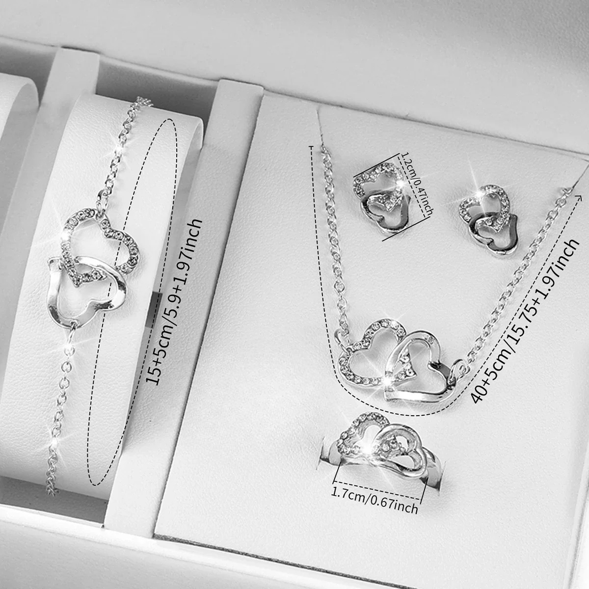 Zestaw 5 biżuterii z motywem serca 