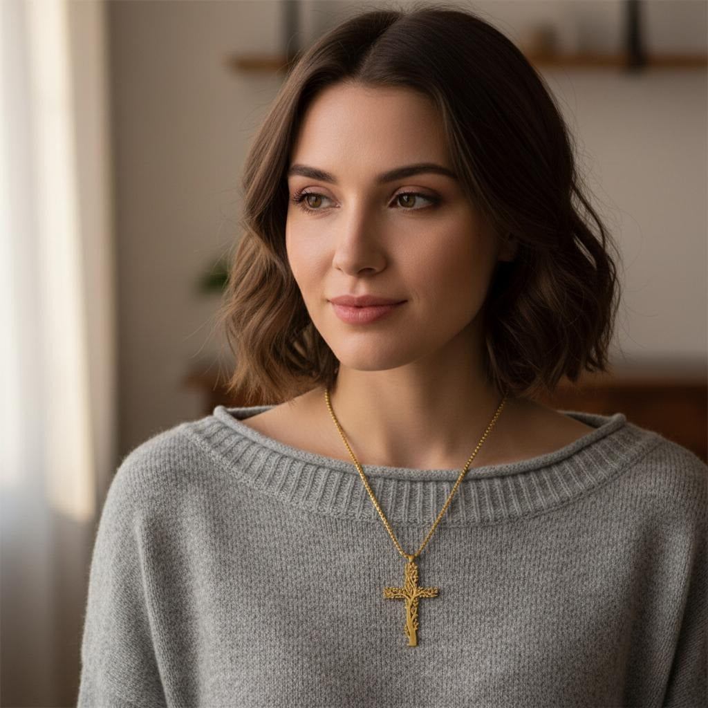 Collier Arbre de Vie Pendentif Croix