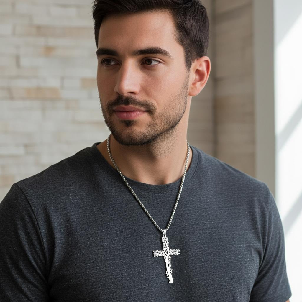 Naszyjnik Drzewo Życia z zawieszką Krzyża 