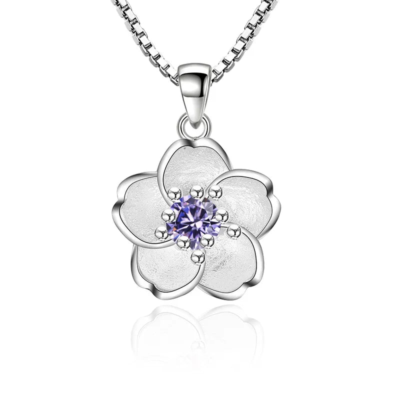 Collier avec Pendentif Fleur pour Femme violet