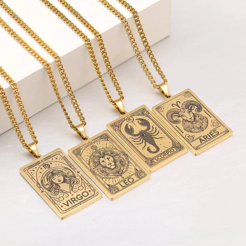 Collier avec Joli Pendentif Signe du Zodiaque Astrologique