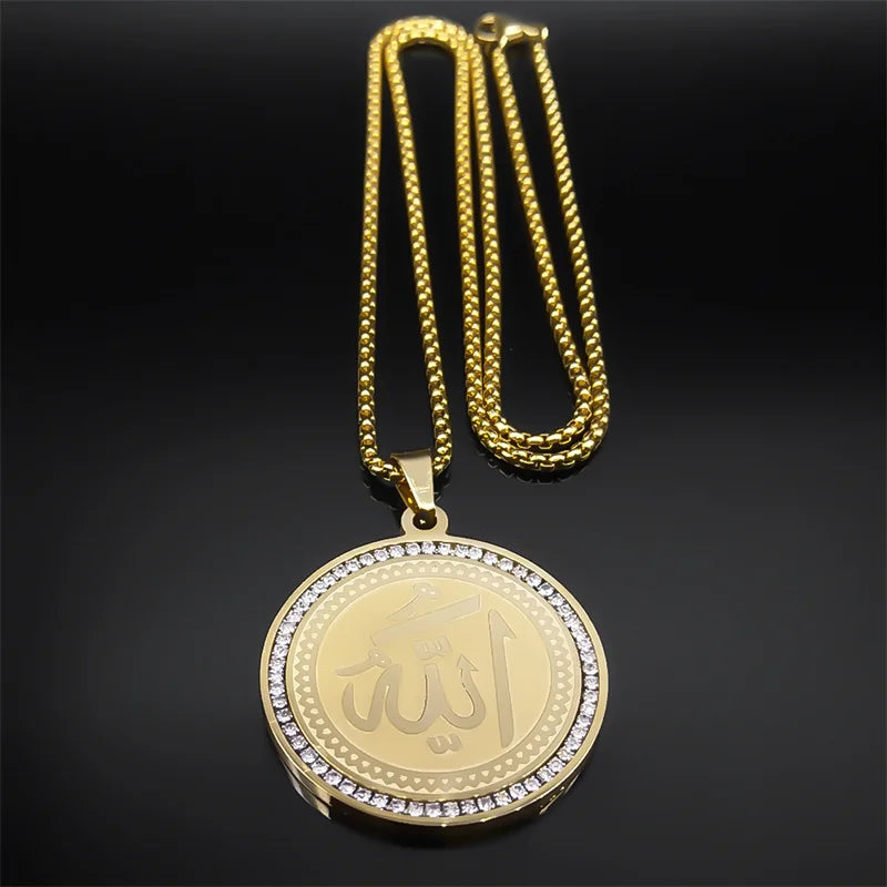 Naszyjnik z wisiorkiem amuletem Allah arabski islam muzułmański złoty