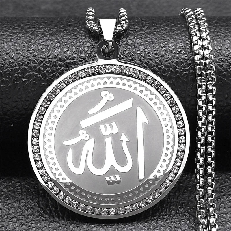 Naszyjnik z wisiorkiem amuletem Allah arabski islam muzułmański srebrny