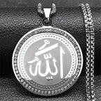 Naszyjnik z wisiorkiem amuletem Allah arabski islam muzułmański srebrny