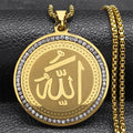 Naszyjnik z wisiorkiem amuletem Allah arabski islam muzułmański złoty