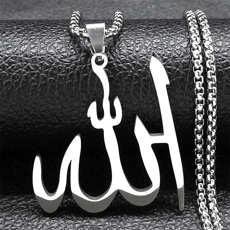 Naszyjnik z zawieszką Allah arabski islam muzułmański srebrny 50 cm