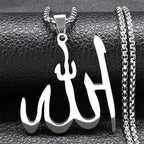 Naszyjnik z zawieszką Allah arabski islam muzułmański srebrny 50 cm