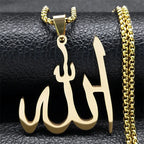 Naszyjnik z zawieszką Allah arabski islam muzułmański złoty 60 cm