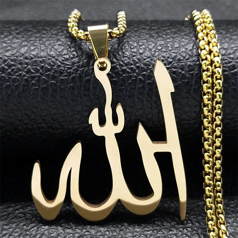Naszyjnik z zawieszką Allah arabski islam muzułmański złoty 60 cm