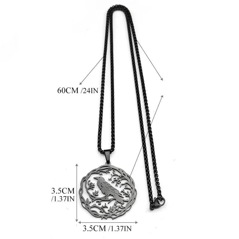 Halskæde med trævedhæng med fugl