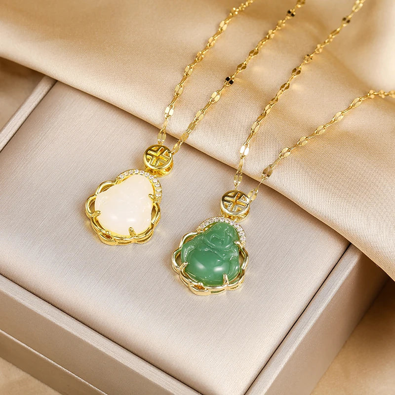 Naszyjnik z zielonym wisiorkiem Buddy