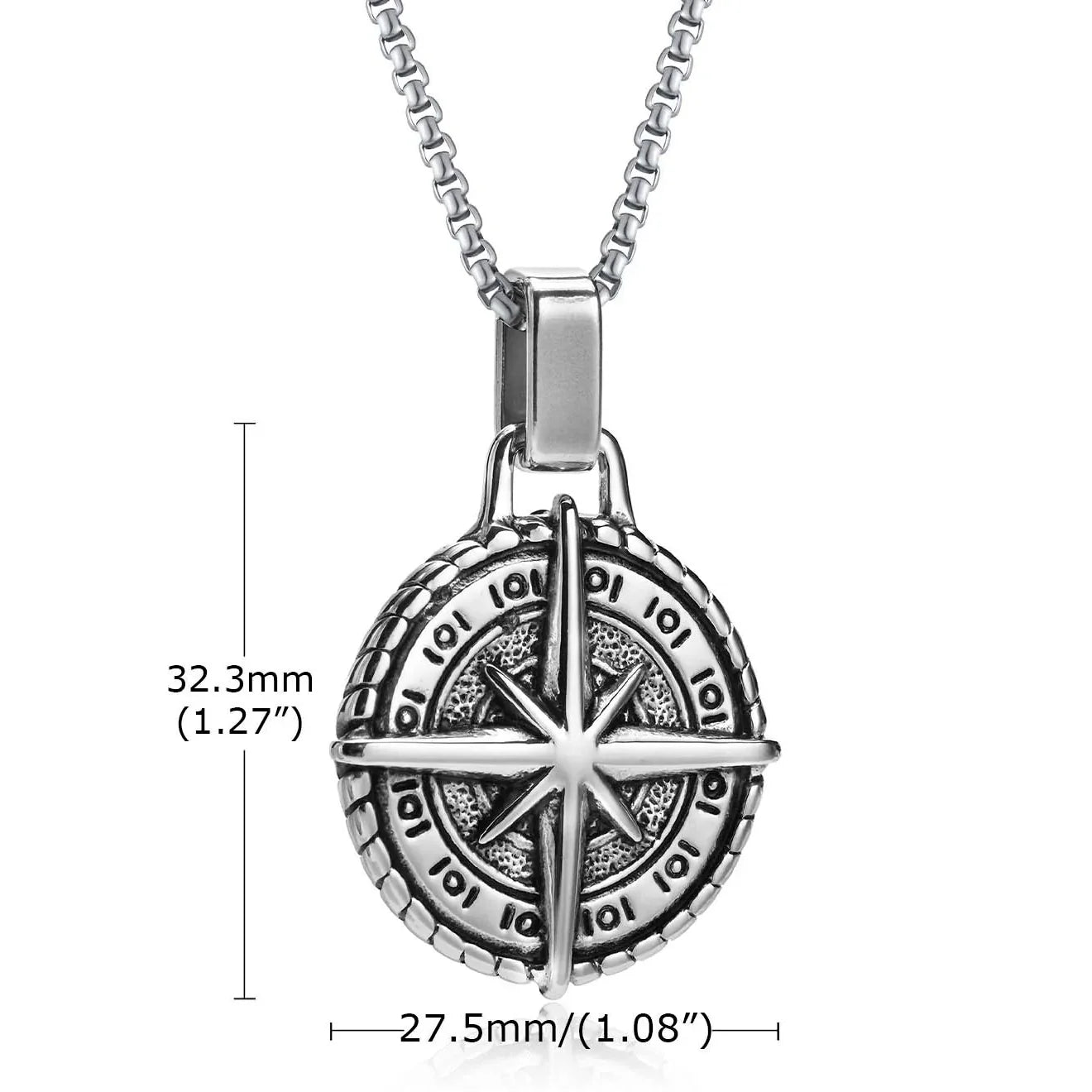 Collier avec Pendentif Boussole Rose des Vents pour Homme