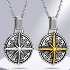 Naszyjnik z zawieszką kompas Róża Wiatrów dla mężczyzn złoty