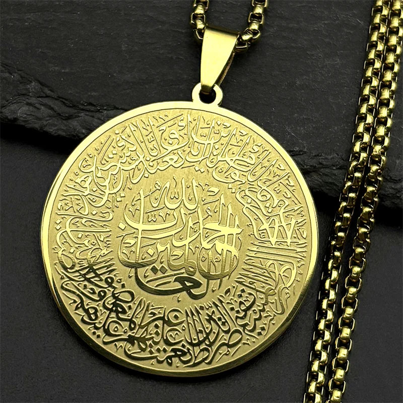 Naszyjnik z zawieszką Koran arabski islam muzułmański złoty