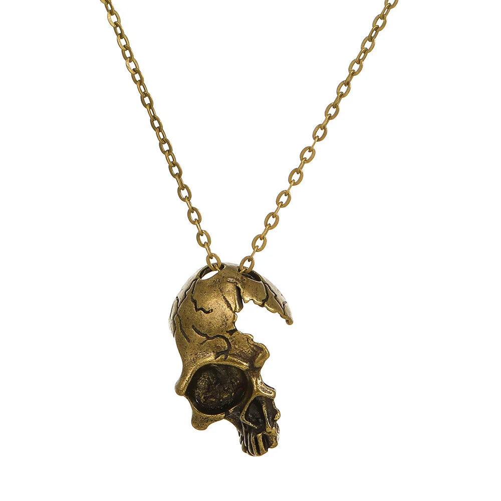 Collier avec Pendentif Crâne Tête de Mort bronze