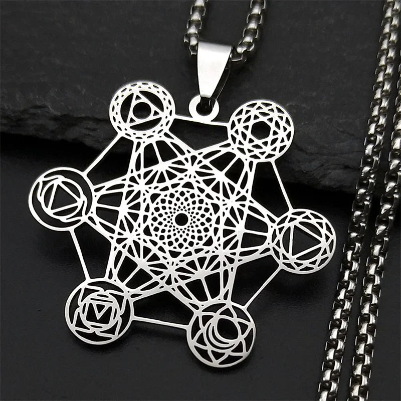 Collier avec Pendentif Cube de Métatron argent