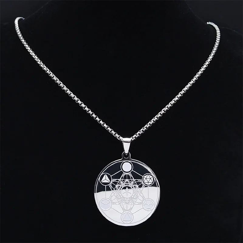Collier avec Pendentif Cube de Métatron pour Homme ou Femme argent
