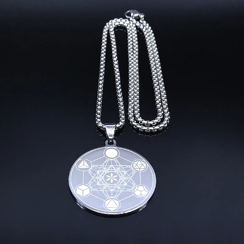 Collier avec Pendentif Cube de Métatron pour Homme ou Femme argent
