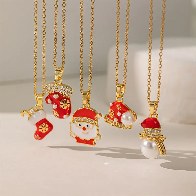 Naszyjnik z zawieszką świąteczną bałwanka