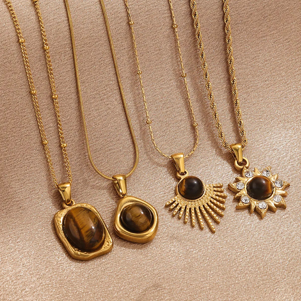 Collier avec Pendentif de Protection Oeil de Tigre pour Femme B