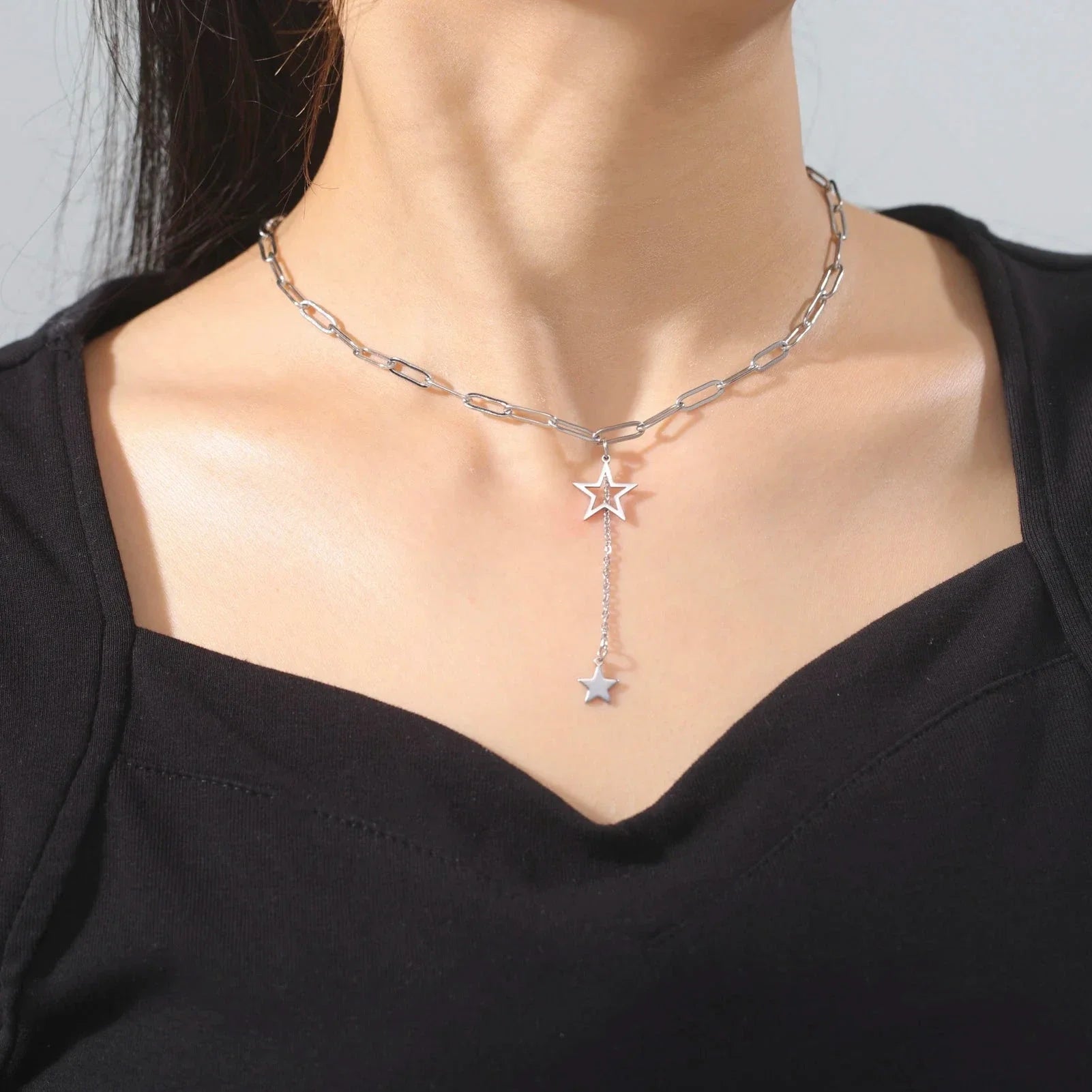 Collier avec Pendentif Etoiles argent