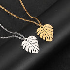 Naszyjnik z zawieszką w kształcie liścia palmy srebrny