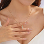 Naszyjnik z wisiorkiem kwiat tulipana z zielonym cyrkonem