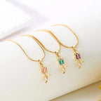 Naszyjnik z wisiorkiem kwiat tulipana z różowym cyrkonem