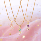 Naszyjnik z wisiorkiem kwiat tulipana z zielonym cyrkonem