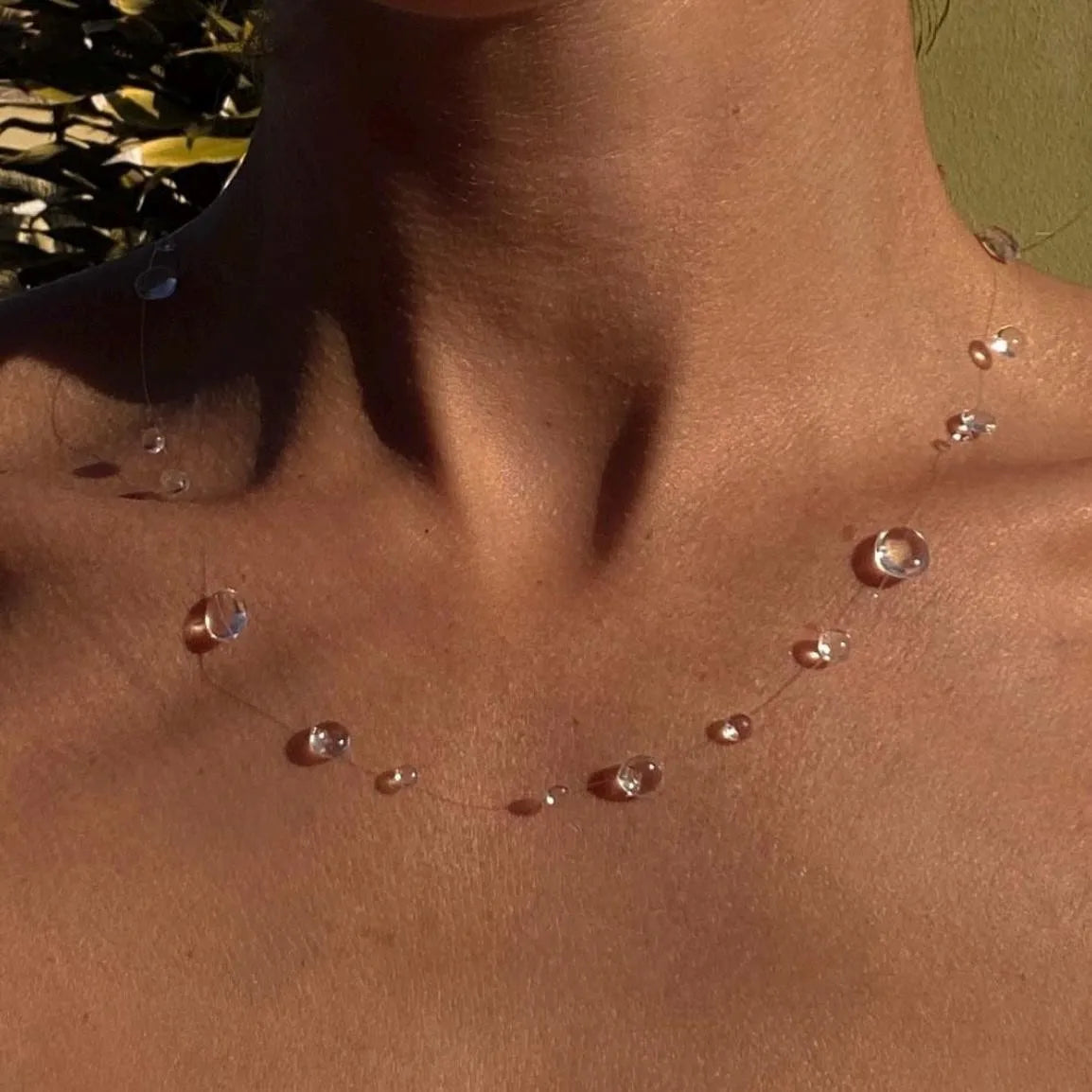 Collier avec Pendentif Goutte d'Eau Transparente