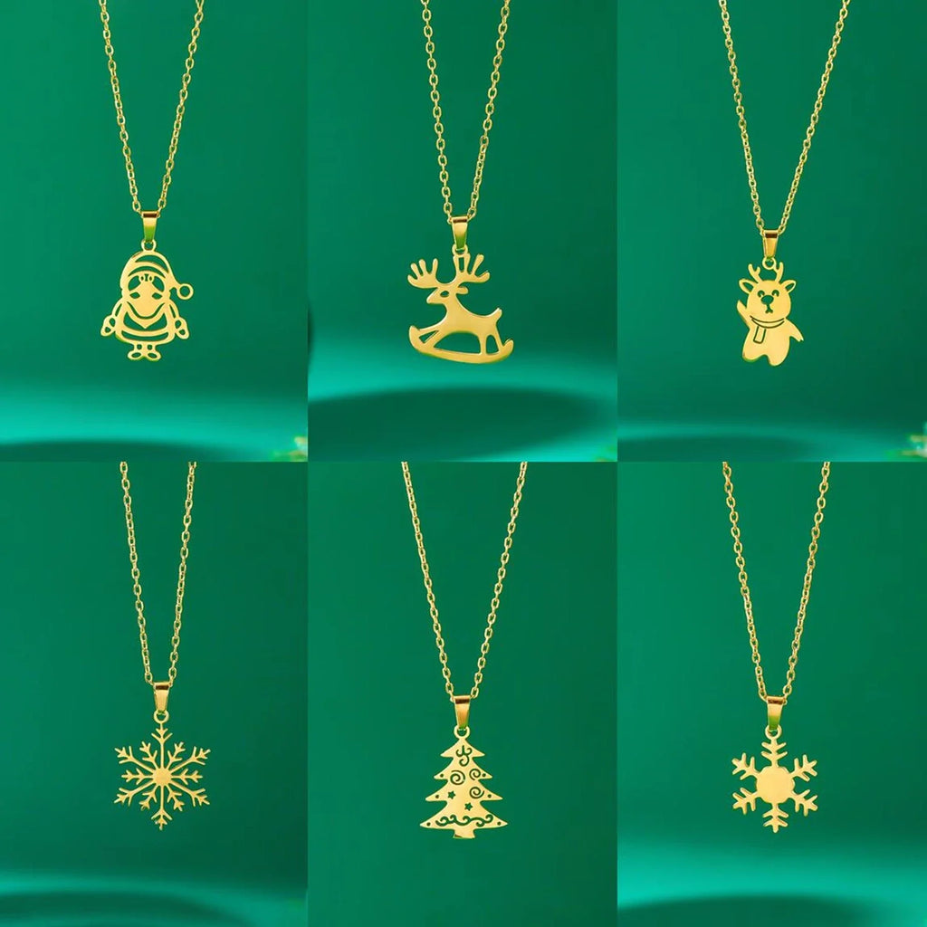 Halskæde med vintervedhæng rensdyr guld