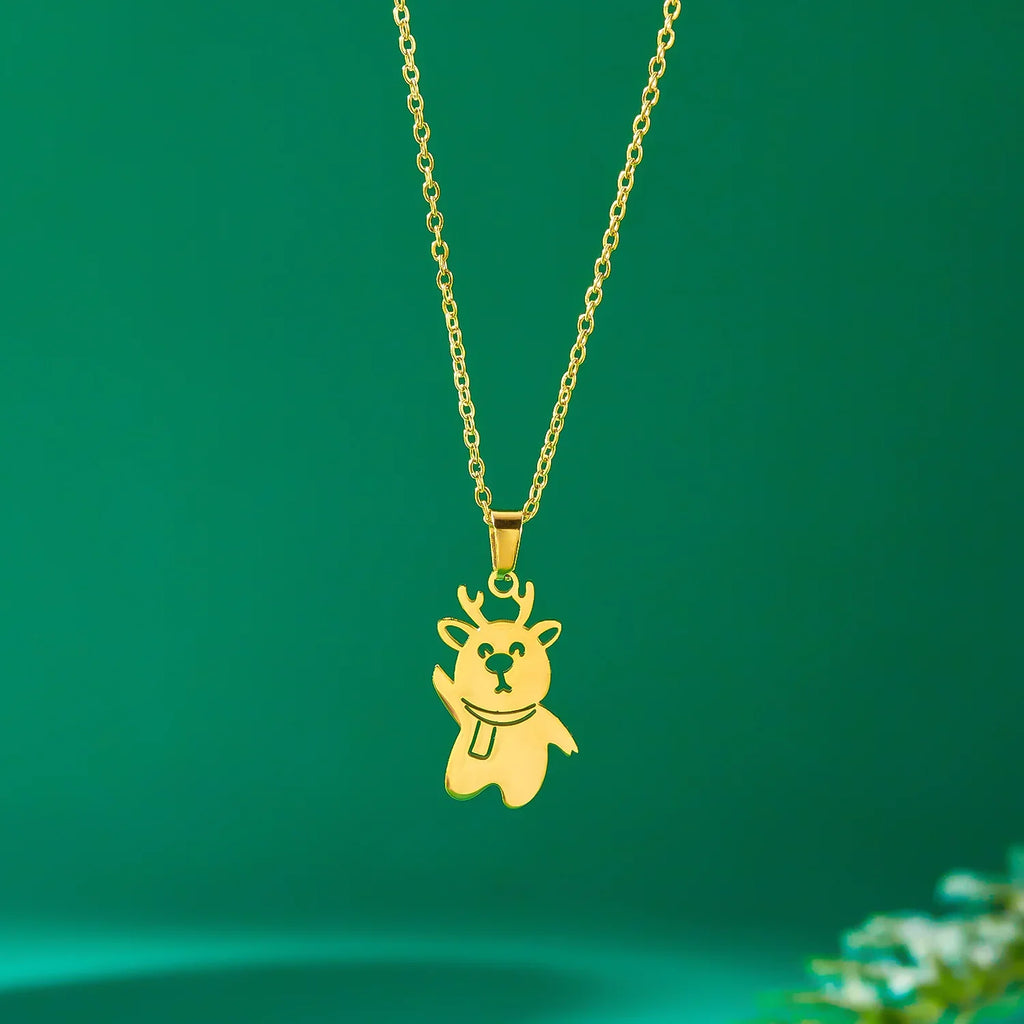 Halskæde med vintervedhæng snemand guld