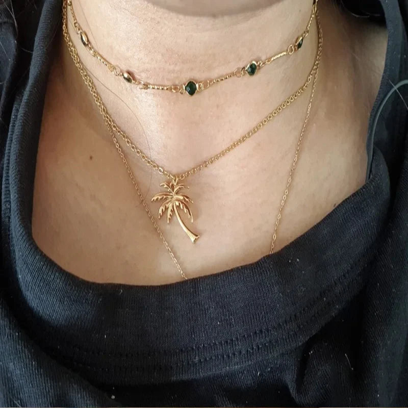 Halskæde med Palmevedhæng til kvinder i guld