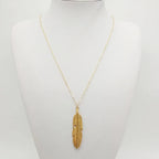 Naszyjnik z zawieszką w kształcie pióra dla mężczyzn lub kobiet złoty