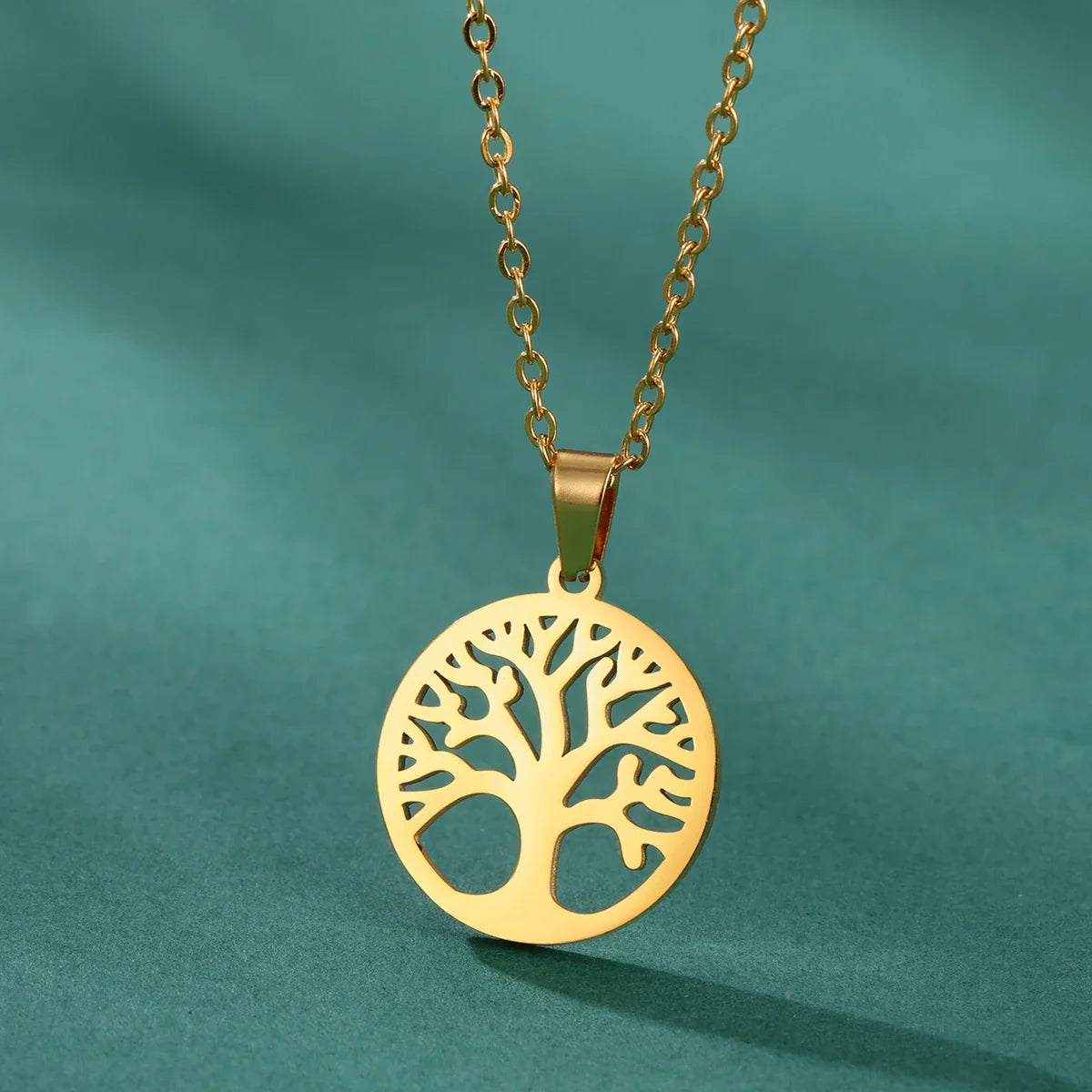 Collier avec Pendentif Rond Arbre de Vie Homme ou Femme or