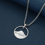 Collier avec Pendentif Rond Montagne argent