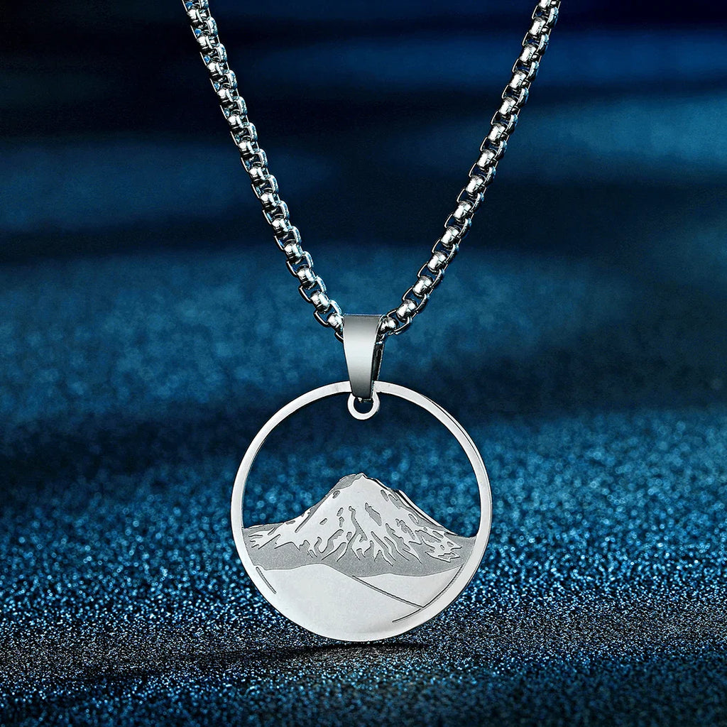 Collier avec Pendentif Rond Montagne argent