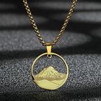 Collier avec Pendentif Rond Montagne or